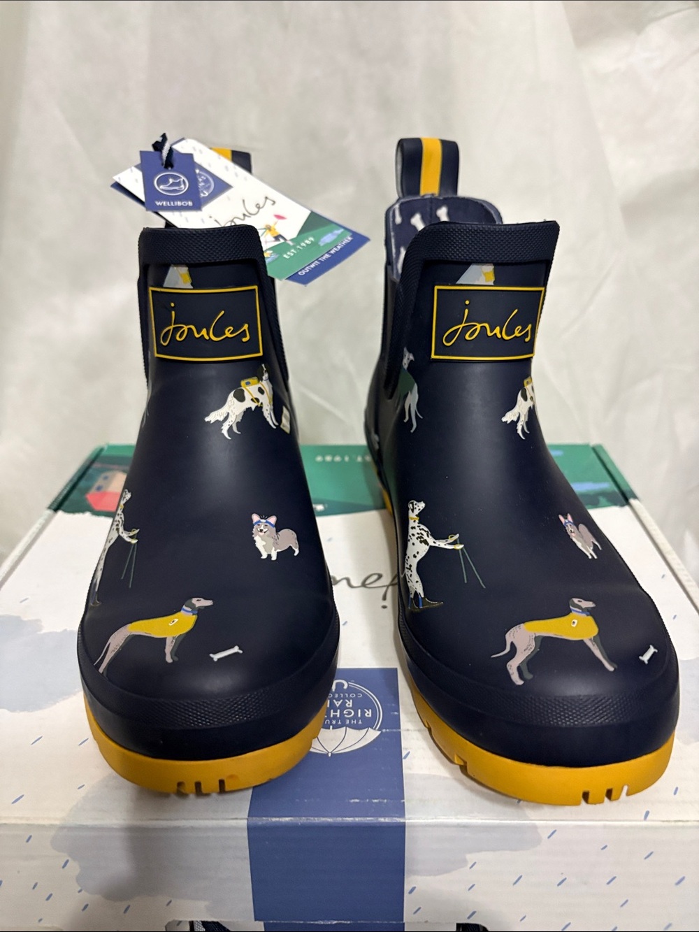Joules Dog Print Wellington Boots size US 6 NWT